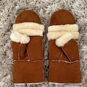 Brown Faux Fur Mittens